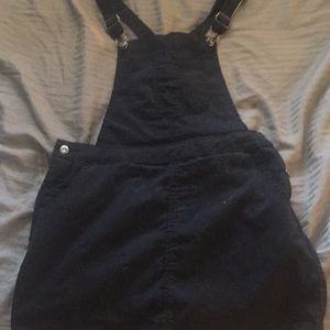 Black denim overall skirt